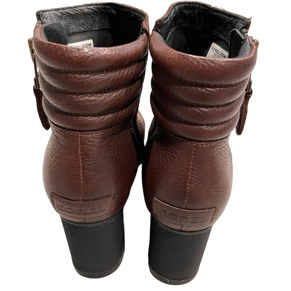 Women’s Sorel Brown Leather Danica Heeled Waterproof Booties Boots size 9.5 - Picture 8 of 11